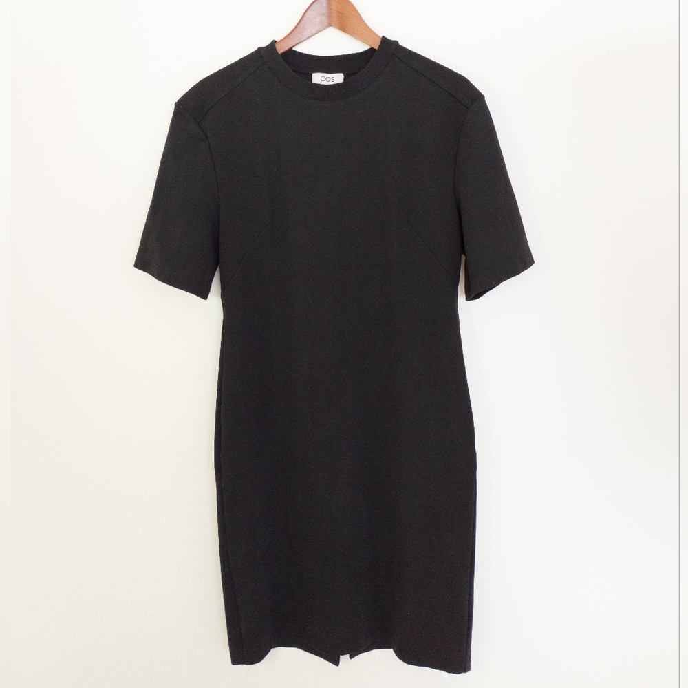 COS Black Short Sleeve Heavyweight Cotton Crewneck Shift Mini Dress Medium